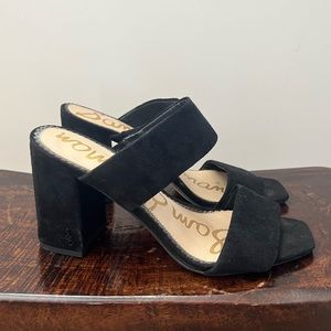 Sam Edelman Black Suede Block Heels 7